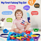 Montessori Fishing Game for Toddlers 1-3, Cloth Fishing Toys for Toddlers with Stacking Cups Educational Learning Toys - Number Counting, Color Sorting, Baby Sensory Toy for 6-12 Months, Baby Gifts