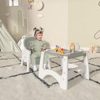 Xilingol 8 in 1 Convertible Baby High Chair W/Wheels, Baby Feeding Chair W/Adjustable Backrest & Removable Dual Tray, Building Block Table & Chair Set, HighChair for Babies & Toddlers (Green)