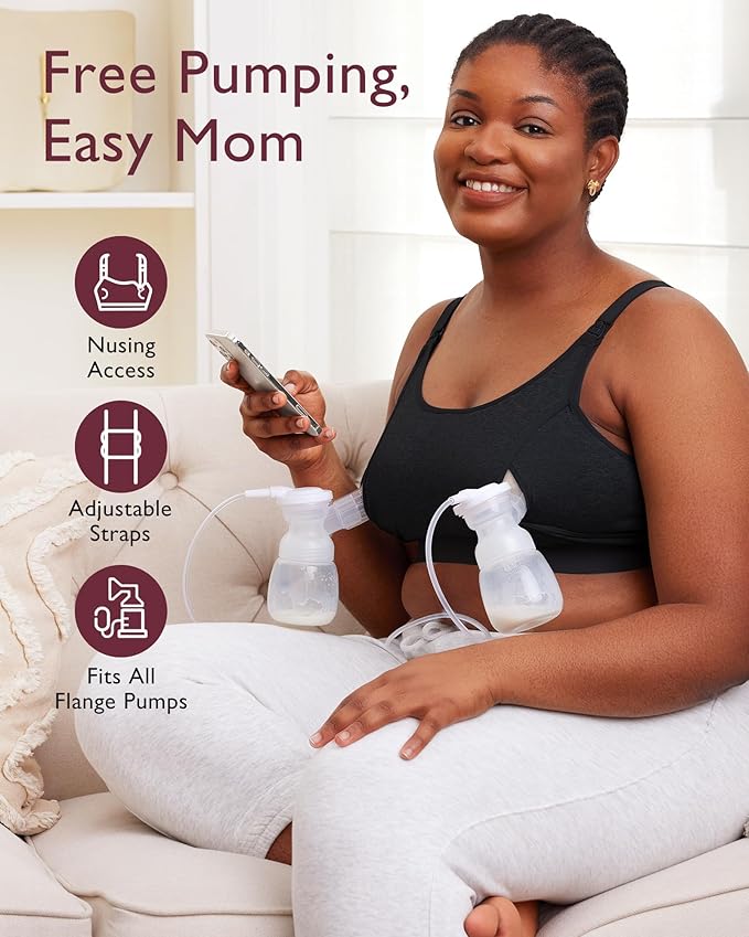 Momcozy Hands Free Pumping Bra, Adjustable Breast-Pumps Holding and Nursing Bra, Pumping & Nursing Bra in One