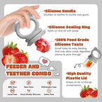 Baby Fruit Food Feeder & Breastmilk Popsicle Molds for Teething Relief, Baby Feeding Sets, 1 Freezer Tray with Lid & 1 Teether Toy & 1 Silicone Teething Pacifier Feeder, Extra Food Pouches (Grey)