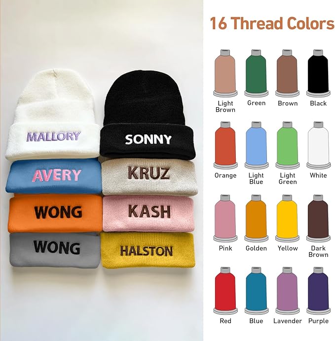 Custom Beanie Hats for Baby Girls Boys - Personalized Embroidered Beanies with Name for Infants Toddlers Adults