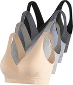 SUIEK 4 Pack Nursing Sleep Bra Maternity Bralette Cotton Breastfeeding Bras