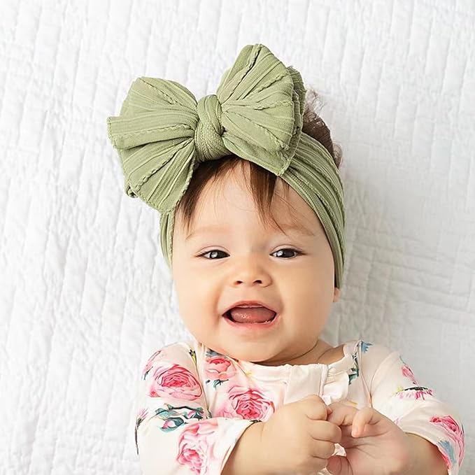 Baby Bows Headbands Nylon Hairbands Baby Girl Bows Hair Accessories for Infant Toddler Essentials (8Color-warm color, mid)