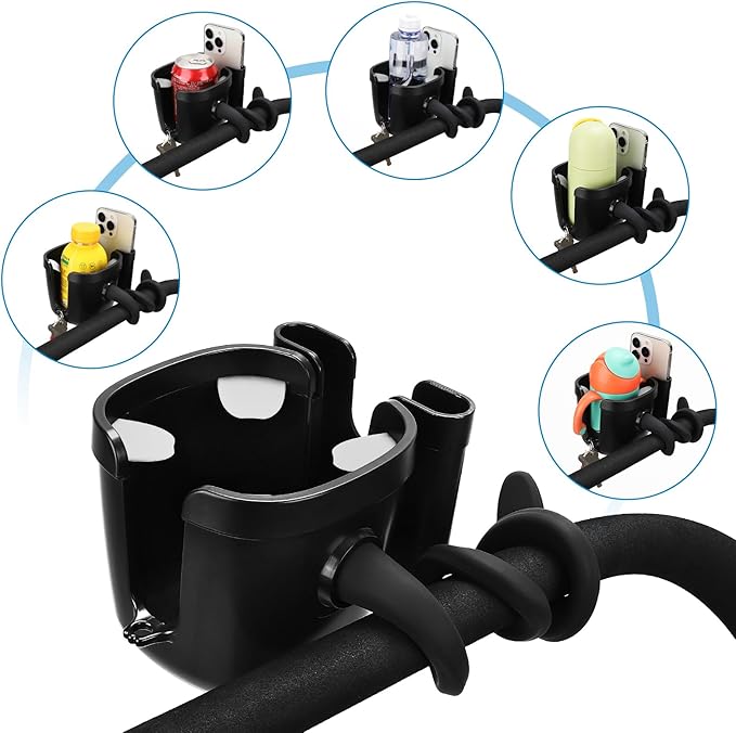 Accmor Stroller Cup Holder, Universal Cup Holder with Silicone Gooseneck Arm, Bike Cup Holder, 360° Rotatable Large Caliber Drinks Holder for Stroller, Bike, Wheelchair, Walker