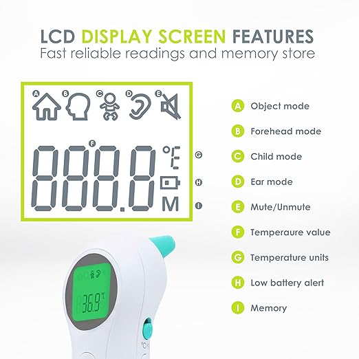 bblüv - Orä - Non-Contact Digital Infrared Thermometer, Ear Thermometer - 5 in 1 in LED Display, for Babies, Children, and Adults Tracking Fever Indicator – Fast 1 Second Temperature