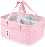 Pink Diaper Caddy Organizer for Baby Girl-Large Portable Diaper Caddy Basket for Changing Table-Diaper Organizer Caddy-Car Travel Tote Bag-Newborn Registry Baby Shower Basket for Diapers & Wipes