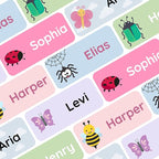 Personalized Name Labels for Kids (120) – Custom Waterproof & Durable Stickers for Clothing, Daycare, Office & School Supplies - Insects