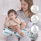 Little Grape Land Nursing Pillow,Upgraded Breast Feeding Pillow for Mom,Breastfeeding & Bottle Feeding for 0–14 Months, Soft Machine Washable Cover with Firm Breathable Filling, Tummy Time,Dinosaur