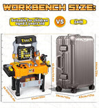 Lehoo Castle Kids Tool Bench with Electric Drill and Construction Vehicles, 2-in-1 Workbench and Toolbox for Toddlers, STEM Learning Toys for Age 3-5, Birthday Gift for Boys & Girls