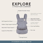 Baby Tula Explore Carriers - Breathable Baby Carrier Newborn to Toddler - Adjustable Toddler Carrier - Multiple Ergonomic Positions Front and Back - Ergonomic Fit for 7-45 lb - Mesh, Beyond