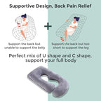 Momcozy Pregnancy Pillows for Sleeping, U Shaped Full Body Maternity Pillow with Removable Cover - Support for Back, Legs, Belly, HIPS for Pregnant Women, 57 Inch Pregnancy Pillow for Women, Grey