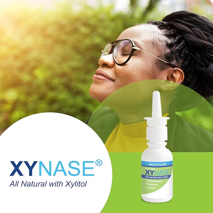 Xynase® Natural Saline Nasal Spray with Xylitol (0.75 fl oz) - Gentle Relief for Congestion, Allergies, and Sinus Pressure, Safe for All Ages