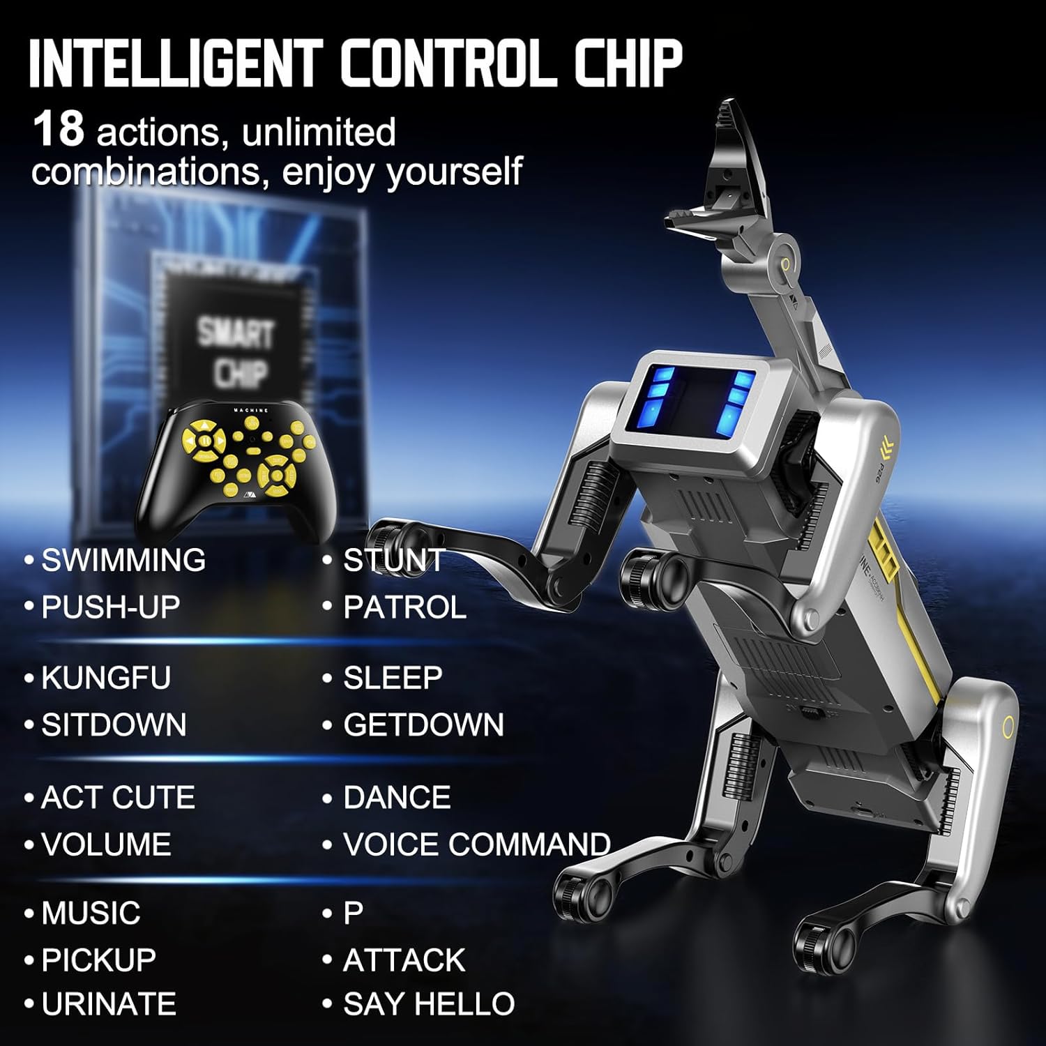 STEM Smart Robot Dog with Mechanical Claw, Grab & Carry Toys, Remote Control Programmable Robot Pet for Kids Ages 6+, Interactive Dog with 18+ Tricks, Gift for Boys & Girls