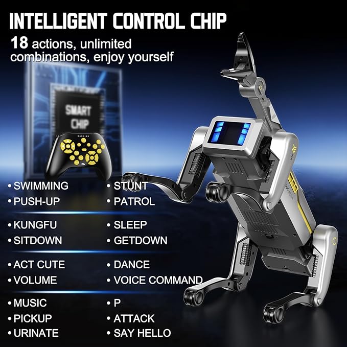 Smart Robot Dog Robotic Puppy Dog with Clamp Arm, 20+ Interactive Voice Commands Actions Programming AI for gripping STEM Pet, Durable ABS Design USB Fast Rechargeable Companion Gift for Kids Adults