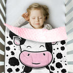 Personalized Baby Blankets for Girls, Custom Name White Cow Pattern Baby Blanket, Soft Minky Dot Blanket for Newborns and Toddlers, Ideal for Baby Showers Christmas Brithday Gifts