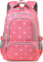 BLUEFAIRY Lightweight Water Resistant Backpack for Girls, Pink, 5-9 Years, Laptop Compartment, Adjustable Shoulder Straps, Breathable Mesh