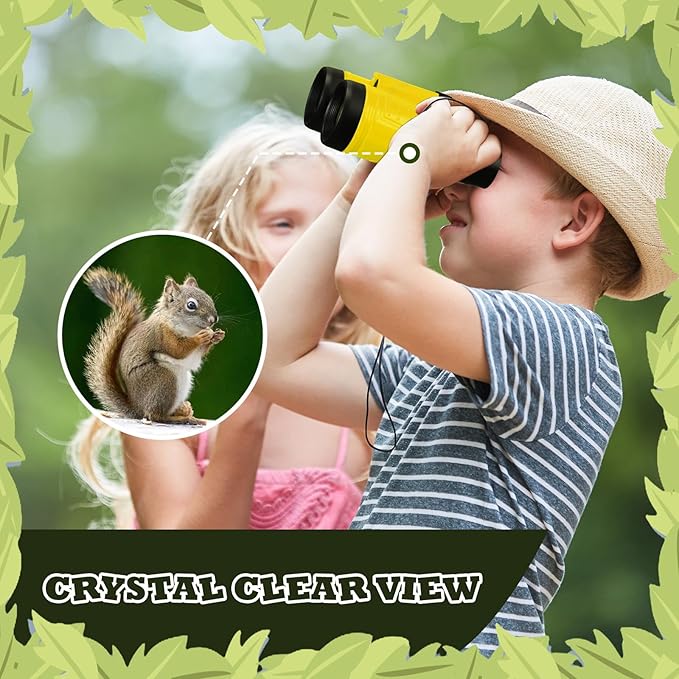 Libima 24 Pcs Binoculars for Kids Educational Compact Kids Binoculars with Neck String Toddler Telescope for Boys Girls Learning Bird Watching Camping Hiking Travel Safaris Birthday Gifts(Yellow)