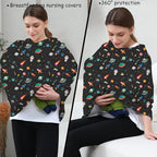 Carseat Covers Unisex - Black Creative Spacecraft Pattern Car Seat Canopy Cover for Babies, Multi-use Breastfeeding Cover, Baby Shower Gifts for Boy and Girls