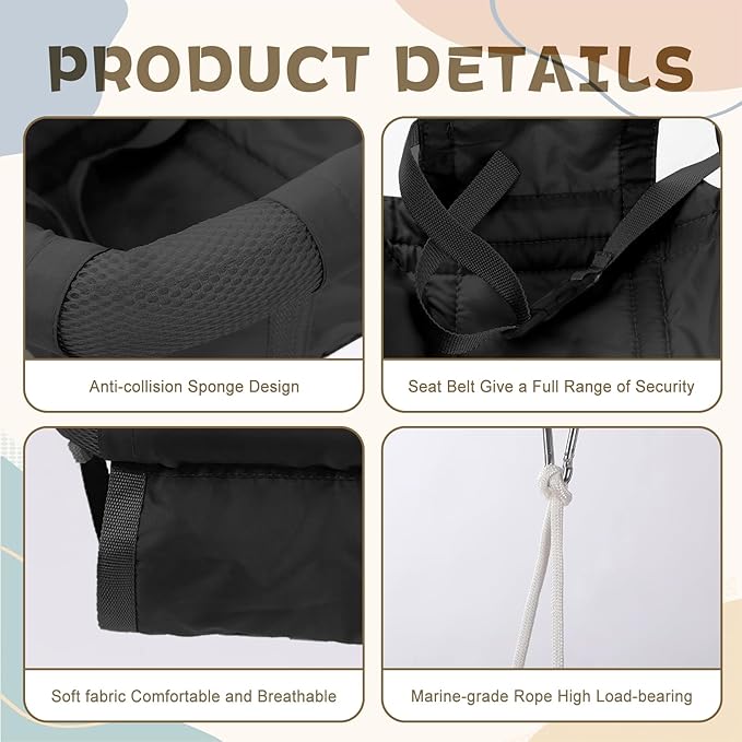 2 in 1 Baby Jumper with Swing - Indoor and Outdoor Use, Baby Jumpers and Bouncers, Toddler Swing with Foldable Stand（Black）