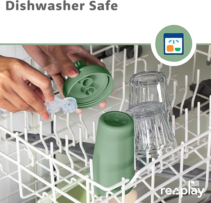 Re-Play Sippy Cups for Toddlers - 10 Oz. Reusable Spill Proof Cups for Kids, Dishwasher/Microwave Safe - Made in USA - Set of 4-3.13" x 6.25" - Desert Roses