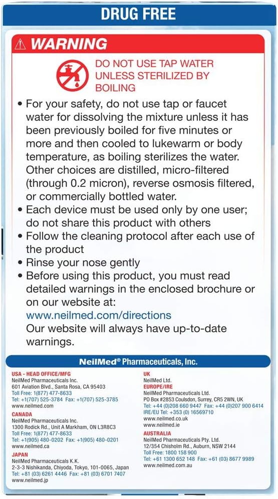 NeilMed Sinugator Cordless Pulsating Nasal Irrigator (Dual Speed) with 30 Premixed Packets and 3 AA Batteries - Black (Pack of 1)