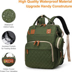 Diaper Bag with Changing Station, Waterproof 3 in 1 Baby Diaper Backpack with Foldable Changing Pad, Large Travel Back Pack for Girl Boy, Green