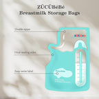 Breastmilk Storage Bags(50 Count)，8oz Milk Storage Bags for Breastfeeding，BPA Free with Easy Pour Spout, Self Standing, for Refrigeration and Freezing Blue