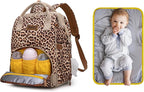 Wrangler Leopard Print Backpack Multifunction Baby Travel Bag with Changing Pad, Stroller Straps and Pacifier Case WG2204-91103LP-BR