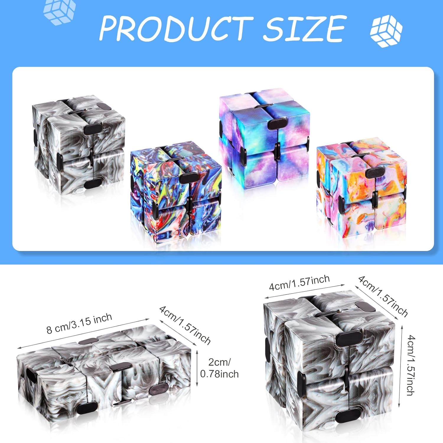 Galaxy Infinity Space Astronaut Infinity Toy Stress and Anxiety Relief Cool Hand Mini Kill Time Cube Toys for ADHD Teens Adults, 5 Styles (Graceful Style, 20 Pieces)