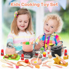 CUTE STONE Play Kitchen Accessories Set, Kids Cooking Toys Set with Play Pots and Pans, Electronic Induction Cooktop with Sound and Light, Cookware Utensils Kids Kitchen Set Kitchen Toys for Kids