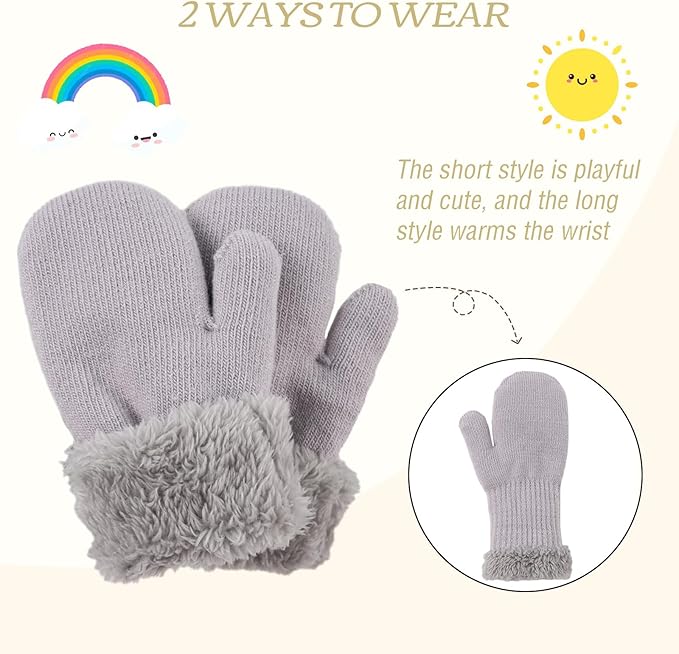 PESAAT Baby Girl Mittens Fleece Toddler Boy Mittens Warm Kids Winter Gloves Unisex Cold Weather Baby Gloves