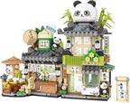 Panda Tea Shop Mini Street Scape Building Blocks, Panda Creative Building Toys for Girls 6-12, Gift Idea for Kids Adults (860PCS)