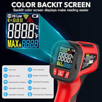 Infrared Thermometer Gun - TEMIRUP Non-Contact Digital Laser Temperature Gun with Color LCD Display for Cooking, Griddle, Engine, HVAC, IR Temp Gun with Adjustable Emissivity,-40℉~1202℉(-40℃~650℃)