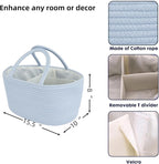 Diaper Caddy Organizer Cotton Rope Baby Basket Nursery Storage and Portable Tote Bag for Car Ideal Baby Shower Gifts and Registry Must-Have for Newborn Essentials Large blue