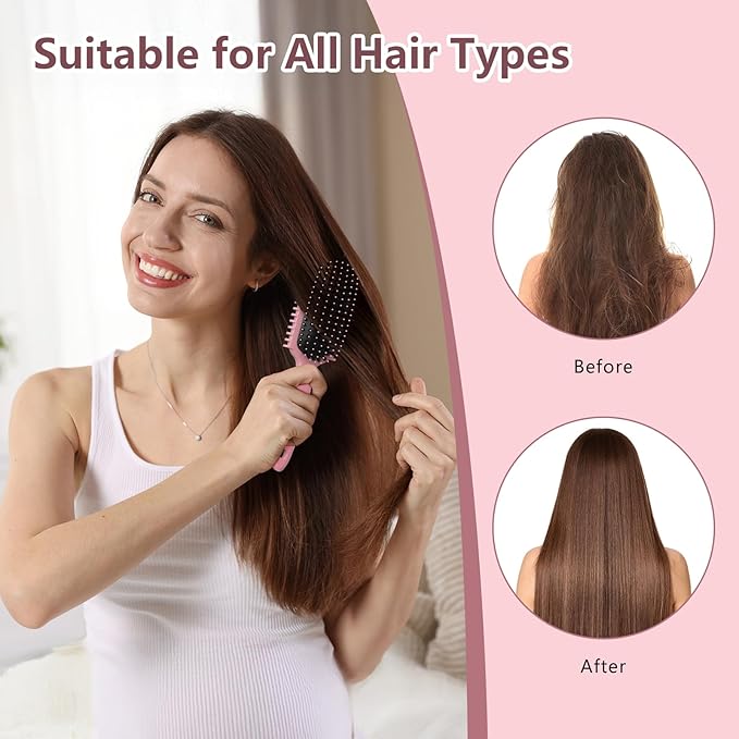 Curl Defining Brush, Curly Hair Brush, Slick Back Hair Brush, For Combing and Shaping Curls in All Hairstyles to Reduce Pulling (Pink)