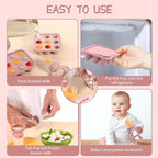 WAJIAYON Easter Bunny Baby Breastmilk Popsicle Molds & Baby Fruit Feeder,Food Freezer Tray Storage Containers, Silicone Teething Pacifier Feeder and Teether for Babies,Gifts for Boys and Girls-Purple