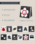 Infinno High Contrast Baby Toys for Newborn, Tummy Time Mirror Black and White Toys for 0-6 Months, Visual Sensory for Infant 0-3-6 Months, Newborn Baby Registry Essential Stuffers