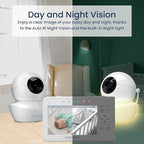 Babysense Baby Monitor with 2 Cameras and Audio 4.3", Non Wifi Baby Monitor, Dual Split Screen, Portable Double Sleep Video Monitoring, Auto Night Vision & Light, Lullabies & White Noise Two-Way Audio