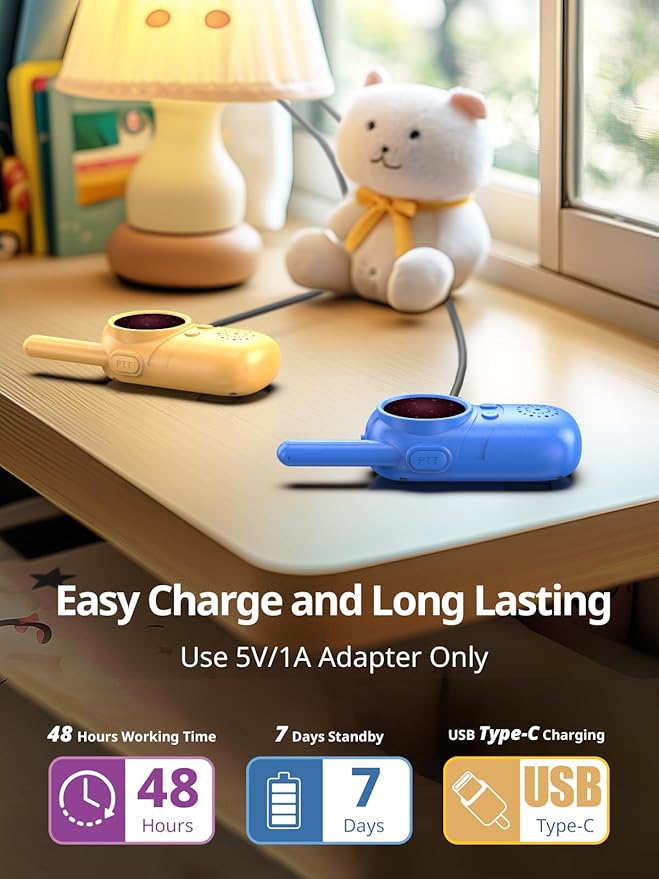 Walkie Talkies for Kids Rechargeable, 3 4 5 Year Old Boy Girl Gifts, 2 Pack Birthday Gifts for 3 4 5 6 7 8 Year Old Boys, Toddler Toys for Indoor Outdoor Games