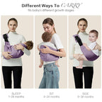 Baby Sling Carrier, Toddler Carrier Sling with Double Safety Buckle and Adjustable Shoulder Strap(7-30lbs), Baby Carriers One Size Fits All, Purple