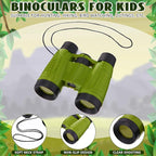 Libima 12 Set Binoculars for Kids with Neck String with Magnifying Glass and Compass Green, Toy for Boys and Girls for Bird Watching Camping Outdoor Explorer Kit Camping Outdoor Toys