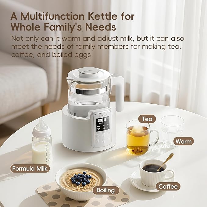 Instant Water Warmer, Baby Bottle Warmer with Faster Cooling Fan and LCD Display, Baby Milk Warmer, Electric Kettle with 6 Temperature Control Presets, Breastmilk Warmer, Boil Tea, Coffee