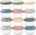 WeeSprout Leakproof Baby Food Storage - 12 Set, Small Plastic Containers with Lids, Lock in Freshness, Nutrients & Flavor, Freezer & Dishwasher Friendly, 4oz Snack Containers (Variety Matte)