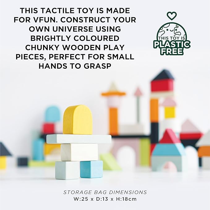 Le Toy Van - Educational Wooden Building Blocks 60 Piece Set Toy | Montessori Style Shape & Colour Development Toy - Suitable for 12 Months + (PL135)