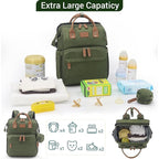 JOLLITO Diaper Bag Backpack with Changing Station Large Capacity Multifunction Baby Bags for Boy Girl Travel For Moms Dads Baby Registry Search Essentials Shower Gifts