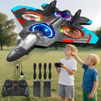 V32 Foam Remote Control Airplanes, 2.4Ghz 4CH RC Planes for Kids, RC Fighter Jet Toys with LED Light, 360° Flip, Auto Hover, Easy to Fly Remote Control Aircraft Toy Gift for Kids and Beginner