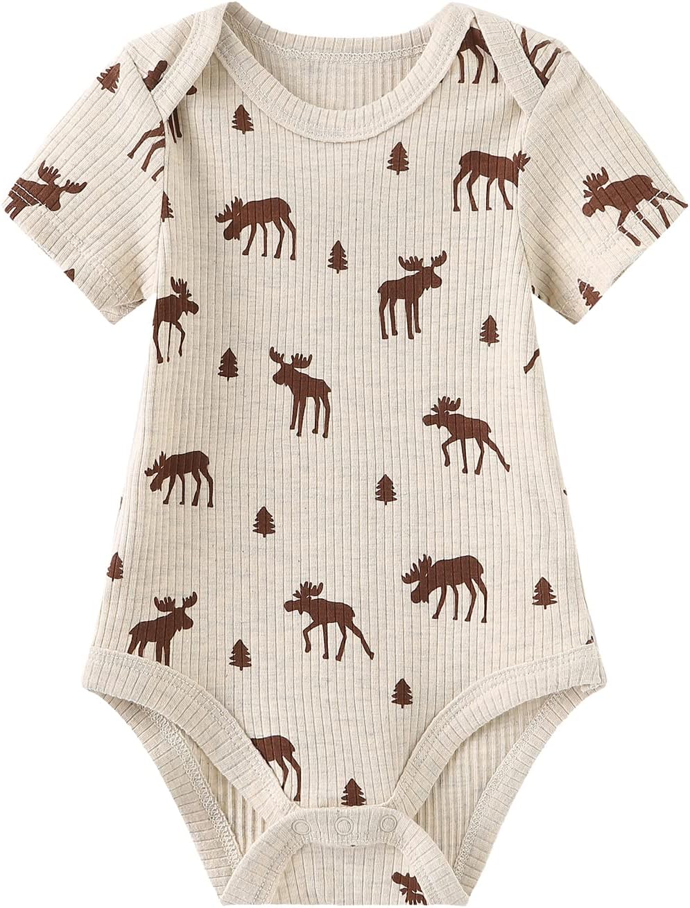 Newborn Baby Short Sleeve Bodysuit Cotton One-Piece Baby Clothes 5-Pack, 0-12 Months