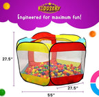 Kids Ball Pit Pop Up Large Tent for Toddlers - Indoor & Outdoor Gift Toys for Infants Girls & Boys, Baby Playpen with Zippered Storage Bag, 200 BallPit Balls Included