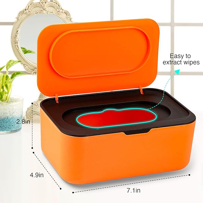 Baby Wipes Dispenser, Wipe Holder for Baby & Adult,Keeps Wet Tissue Fresh, Non-Slip Wipes Case,Easy Open & Close， Flushable Wipe Container with Sealing Design Lid