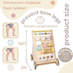 Wooden Baby Walker, Baby Push Walker Baby Walkers for Boys, Montessori Toys & Activity Center for Baby Adjustable Speed Baby Walker with Wheels, Walking Assistance for Baby Girls